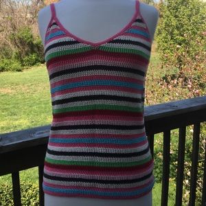 Tommy Hilfiger L hand knit striped tank top NEW